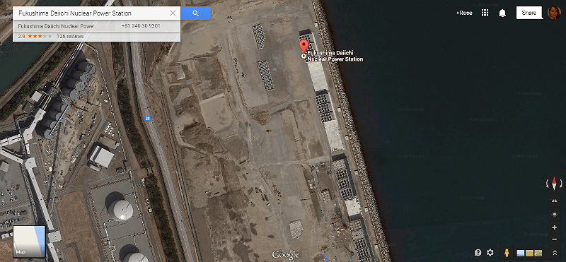 Fukushima Daiichi Nuclear Power Station July 14th, 2014 Google Map Screenshot